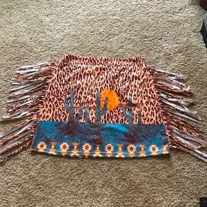 Boutique western mini skirt with fringe